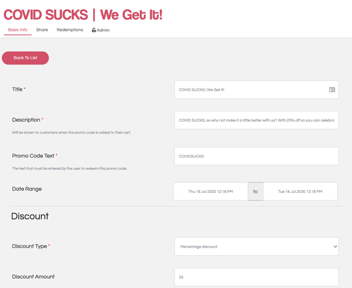 Promo Codes
